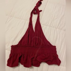Red Zaful backless halter top